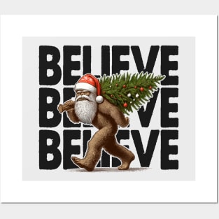 Believe - Funny Bigfoot Christmas Posters and Art